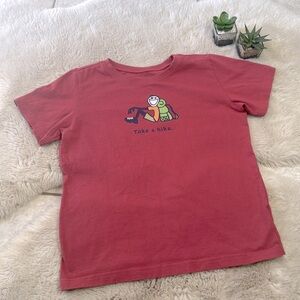 Life is Good Shirt Take A Hike Short Sleeve Red Size Large 10 Boys Crusher Tee